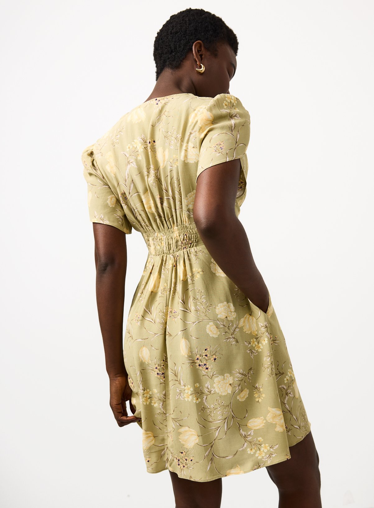 Green Floral Print Tulip Sleeve Tea Dress 24 - Image 4 thumbnail
